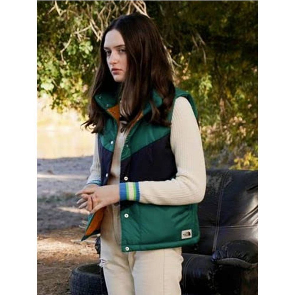 The North Face Green, Black and Orange Colorblock Puffer Vest